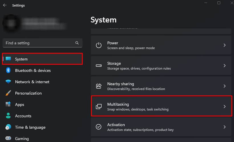 multitasking setting windows