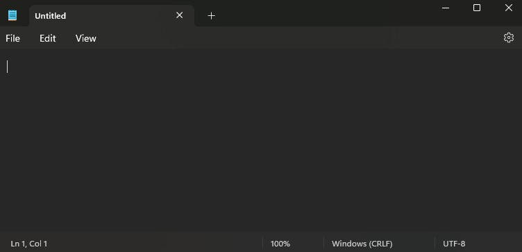 notepad running on dark theme
