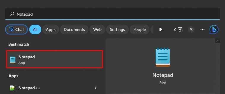 open notepad on windows 11