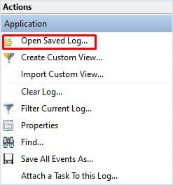 open saved event logs event viewer