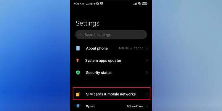 open-sim-card-settings