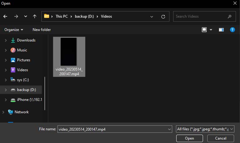 open video in microsoft video editor