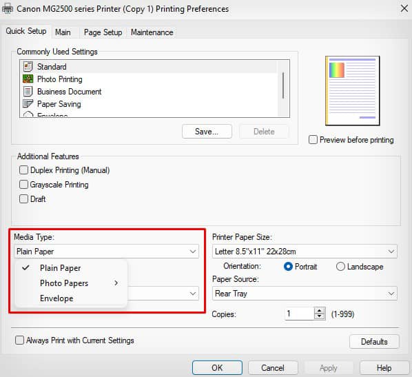 paper-type-in-canon-printer