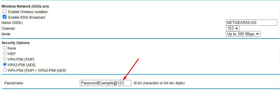 passphrase 5ghz netgear