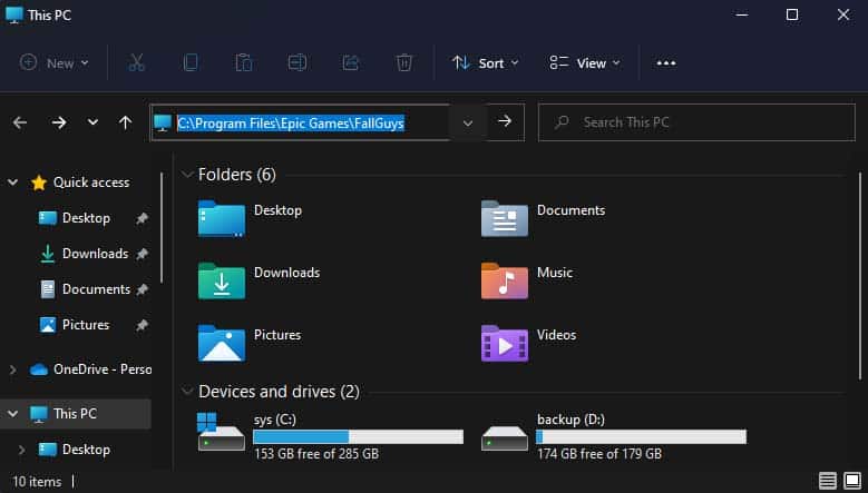 paste file location in file explorer address bar