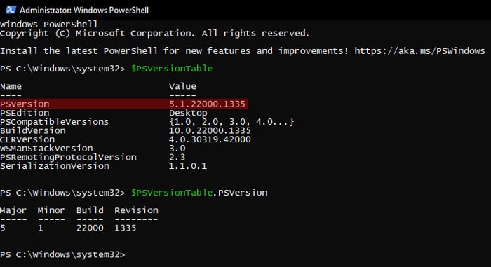 powershell-ps-version-table
