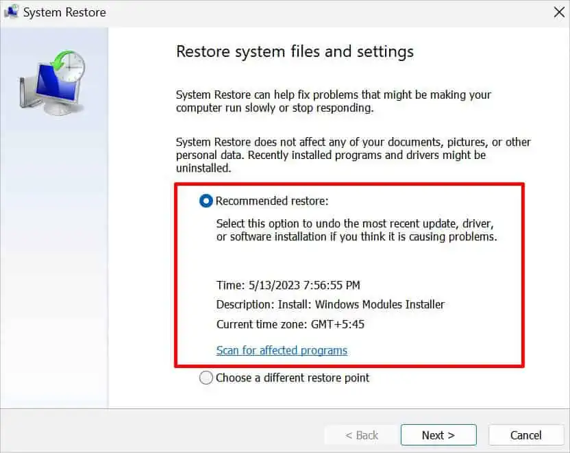 How to Fix Inaccessible Boot Device? 18 Possible Ways 79 recommended-restore-point