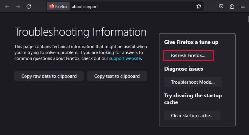 refresh firefox