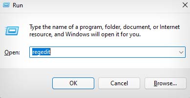 regedit on run