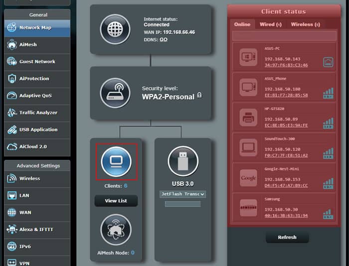 router-client-status