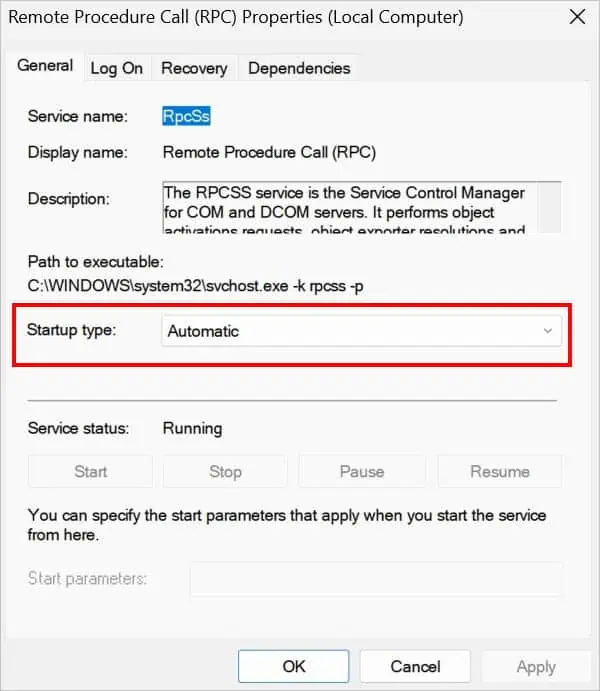 rpcss-startup-type-automatic