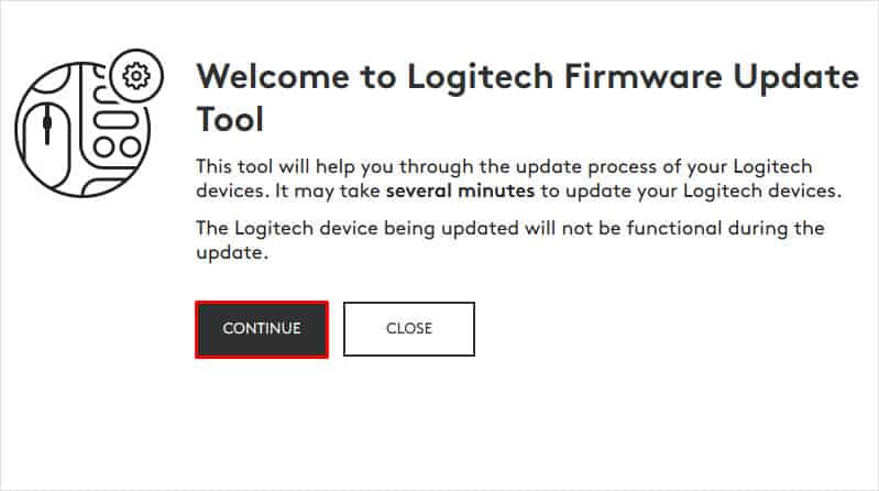 run firmware update tool logitech mouse not working