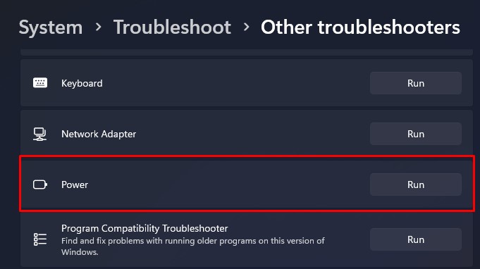 run power troubleshooter lenovo laptop not charging