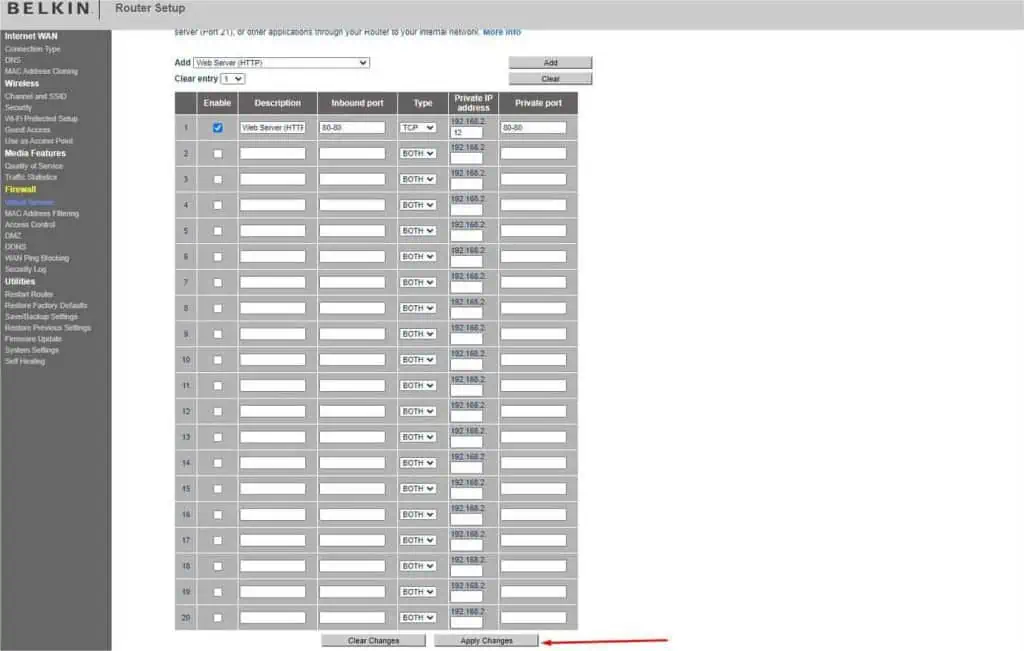 How to Port Forward on Router—Complete Guide 29 save-changes-belkin-1024x651