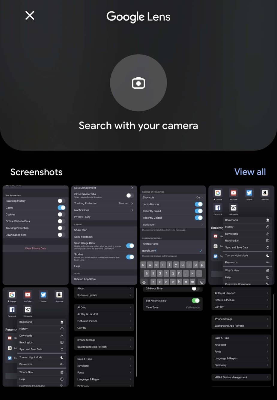select a screenshot google lens