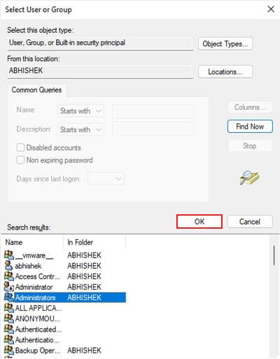 select-admin-user-account-find-now-ok