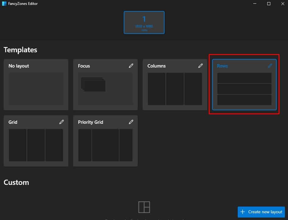 select layout fancy zones editor