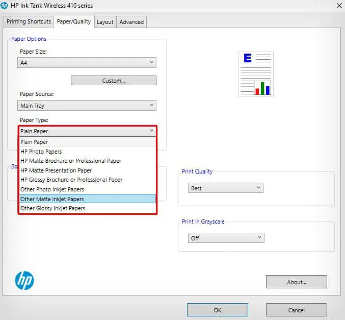 How to Print Stickers at Home (Step-by-Step Guide) 13 select-sticker-paper-in-the-paper-type-dropdown