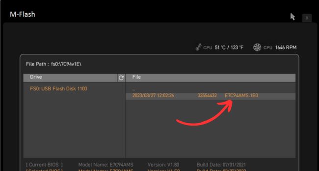 selecting bios version