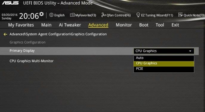 set primamry display ide initializationa