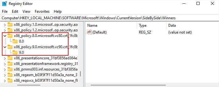 sidebyside-winners-x86-policy-microsoft-vc80-vc90-crt