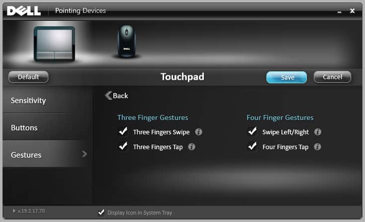 three finger and four finger gestures on synaptics