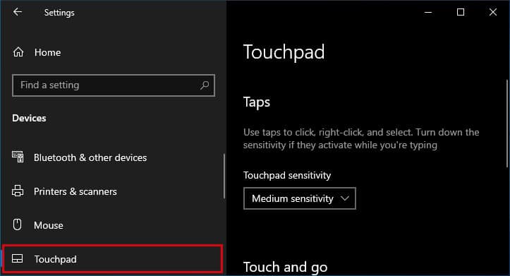 touchpad-menu-on-settings