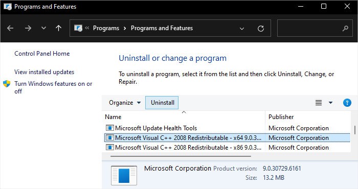 uninstall-microsoft-visual-c++-redistributable