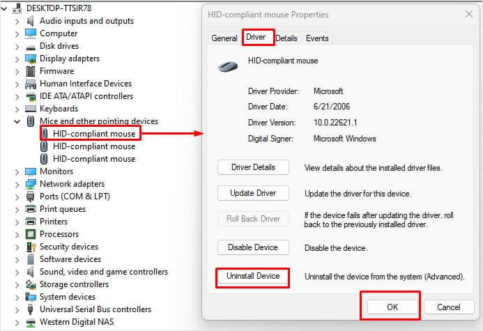 uninstall mouse driver logitech m325