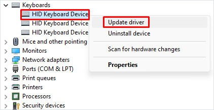 update keyboard driver enter key not working