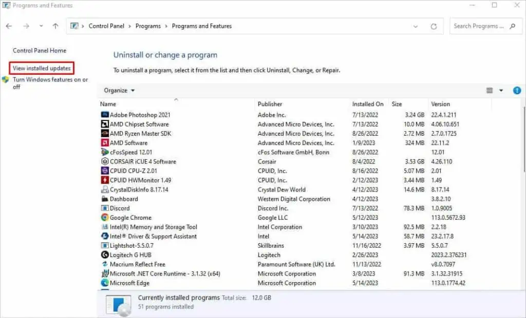 Fix: The RPC Server is Unavailable 43 view-installed-updates-1024x621