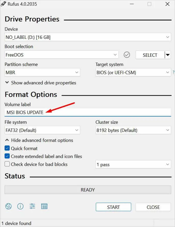 How to Reflash BIOS? (Step-by-Step Guide) 21 volume-label-rufus
