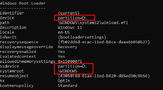 windows boot loader problem resetting this PC