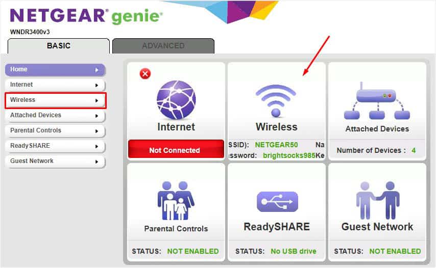 wireless option in netgear