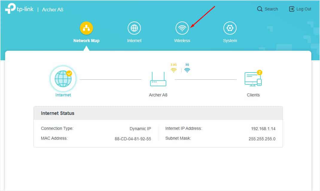 wireless option in tplink