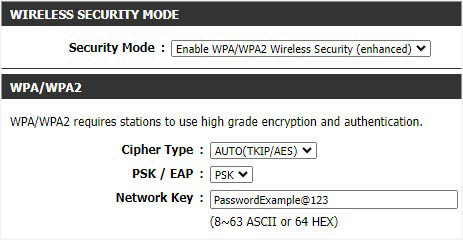 wireless security wpa dlink