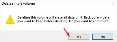 How to Format a Hard Drive on Windows 14 yes-to-delete-simple-volume