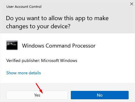 yes to open cmd