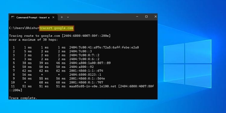 How to Run a Traceroute on windows