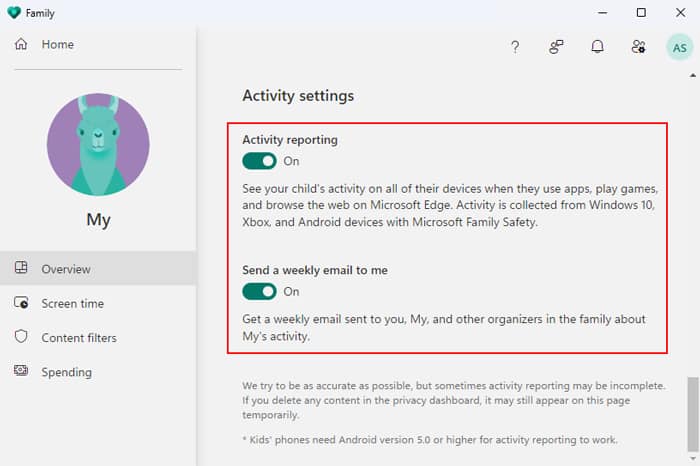 activity-reporting-overview-family
