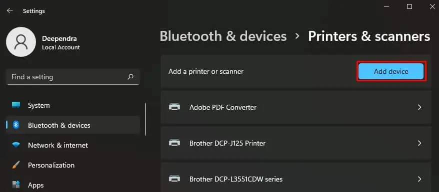 How to Add a Network Printer? 3 Best Ways 6 add-device-button-in-settings