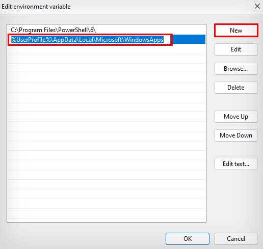 add new environment variable