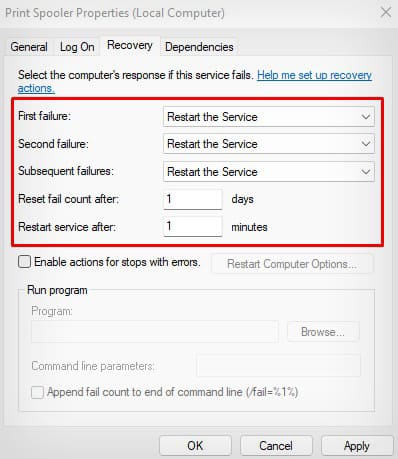 adjust-spooler-recovery-settings