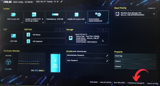 advanced mode bios asus f7
