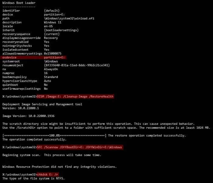 advanced-startup-winre-bcdedit-dism-sfc-chkdsk
