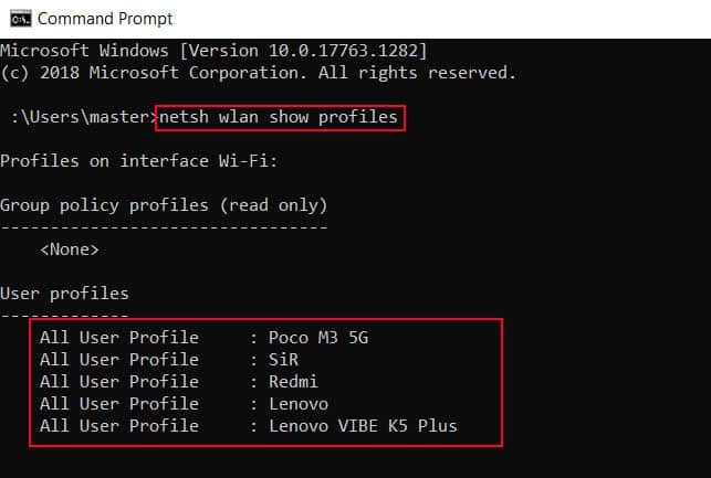 all network profiles windows command