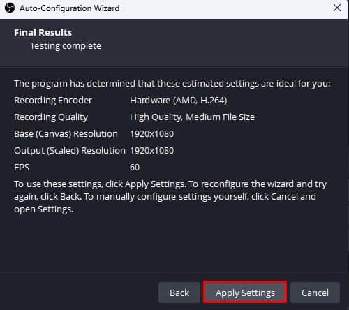 apply setting new profile obs recording choppy