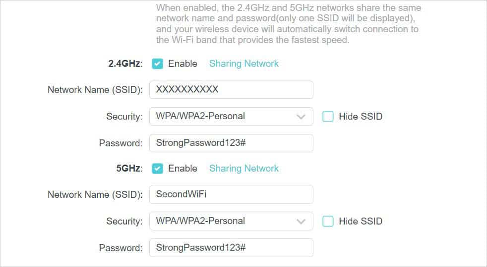 change wifi in both bands