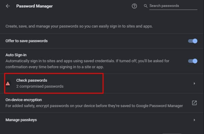 check compromised password google chrome