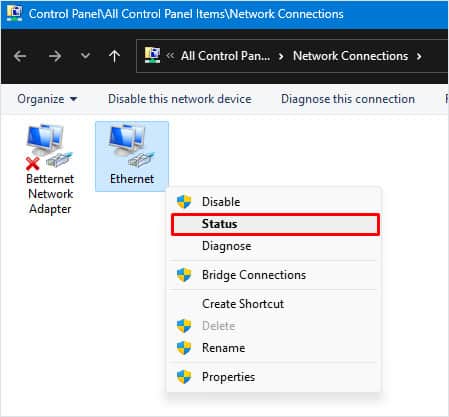 check ethernet wifi status router ip address